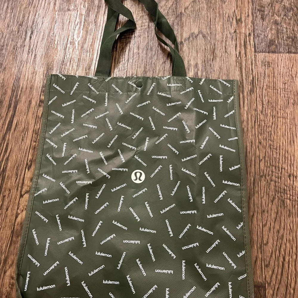 lululemon athletica Olive Green Logo Print Tote